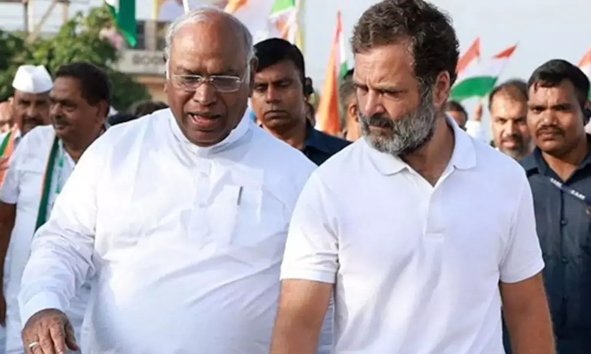 Mallikarjun Kharge and Rahul Gandhi