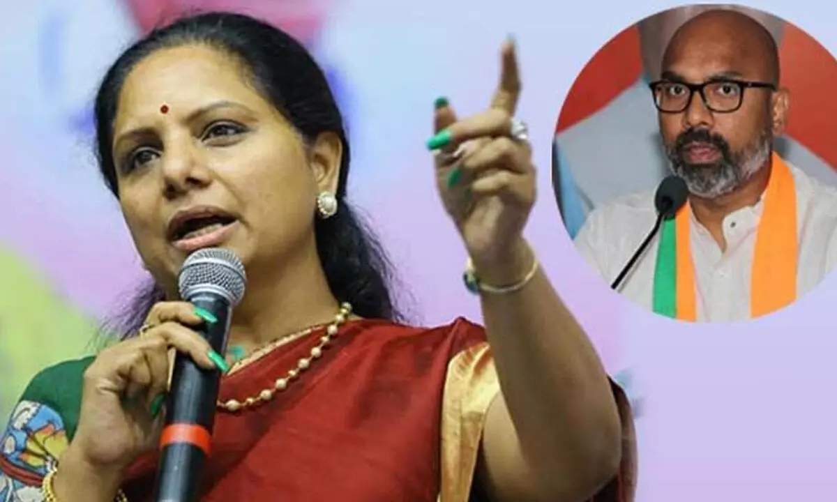Kavitha warns BJP MP Arvind of attack him with slippers | Kavitha warns BJP  MP Arvind of attack him with slippers